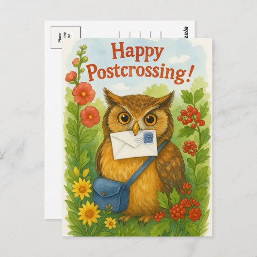 Carte postale de poste de la Chouette de courrier  (Devant / Derrière)