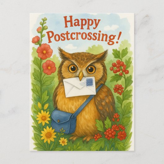 Carte postale de poste de la Chouette de courrier  (Devant)