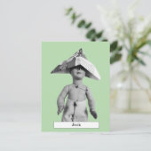 Carte postale de poupée au chapeau de papier cool (Debout devant)