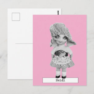 Carte postale de poupée de mode cool