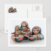 Carte postale de poupée de nidification russe (Devant / Derrière)