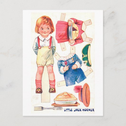 Carte postale de poupée en papier vintage -- Jack (Devant)