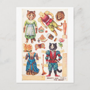 Carte postale de poupée en papier vintage -- La be