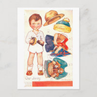 Carte postale de poupée en papier vintage - Notre