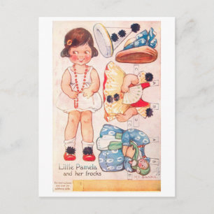 Carte postale de poupée en papier vintage -- Petit