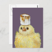 Carte postale de poussin en guimauve (Devant / Derrière)