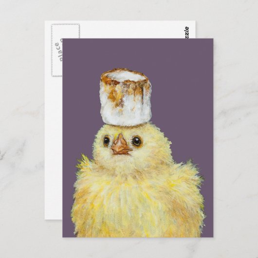 Carte postale de poussin en guimauve (Devant / Derrière)