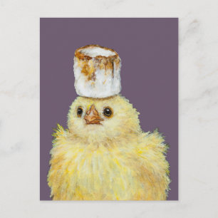 Carte postale de poussin en guimauve