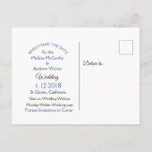 Carte postale de pré-réservation à rayures bleues (Dos)