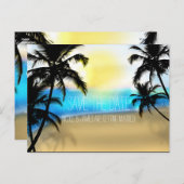 Carte postale de préavis de jour de plage + palmie (Devant / Derrière)