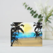 Carte postale de préavis de jour de plage + palmie (Debout devant)