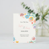 Carte postale de préavis de mariage florale rétro  (Debout devant)