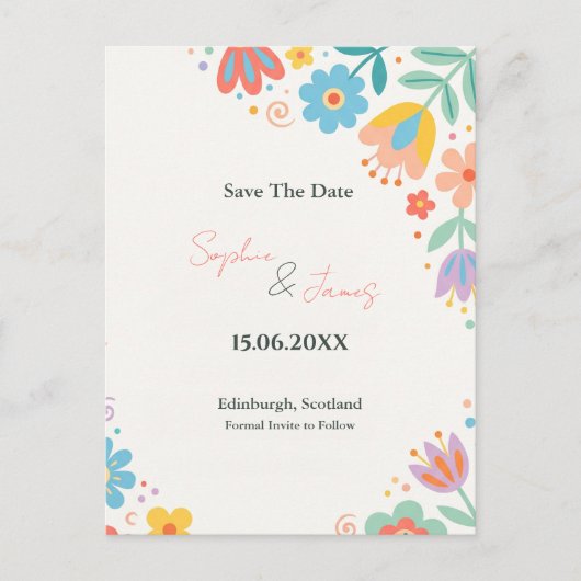 Carte postale de préavis de mariage florale rétro  (Devant)
