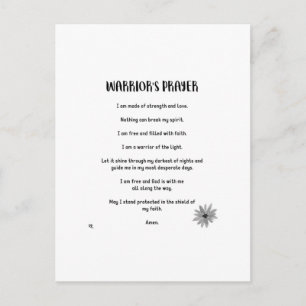CARTE POSTALE DE PRIÈRE DE WARRIOR