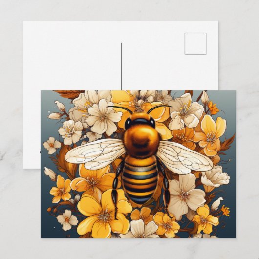CARTE POSTALE DE PRINTEMPS BEE (Devant / Derrière)