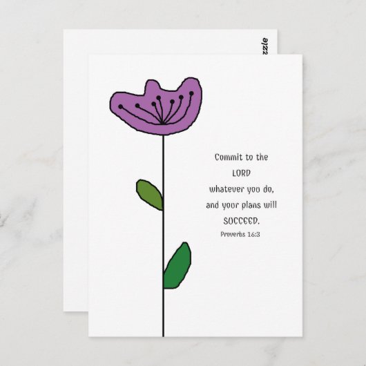 Carte postale de Proverbes 16:3 Écriture (Devant / Derrière)