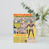 Carte postale de publicité de bande dessinée muscu (Debout devant)