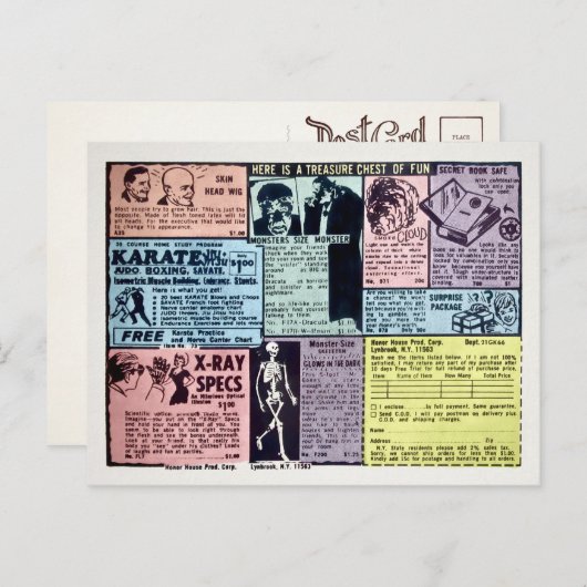 Carte postale de publicité de commande par courrie (Devant / Derrière)