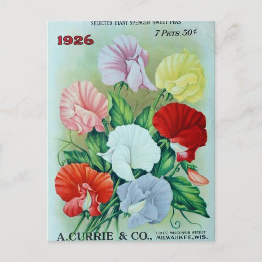 Carte postale de publicité de graines anciennes (Devant)