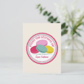 Carte postale de quatre Macarons français Recette (Debout devant)