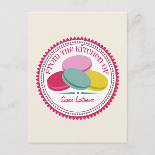 Carte postale de quatre Macarons français Recette (Devant)