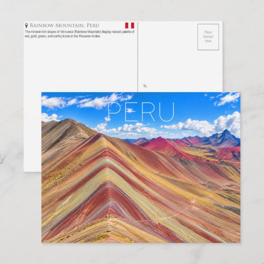 Carte postale de Rainbow Mountain, Pérou (Devant / Derrière)