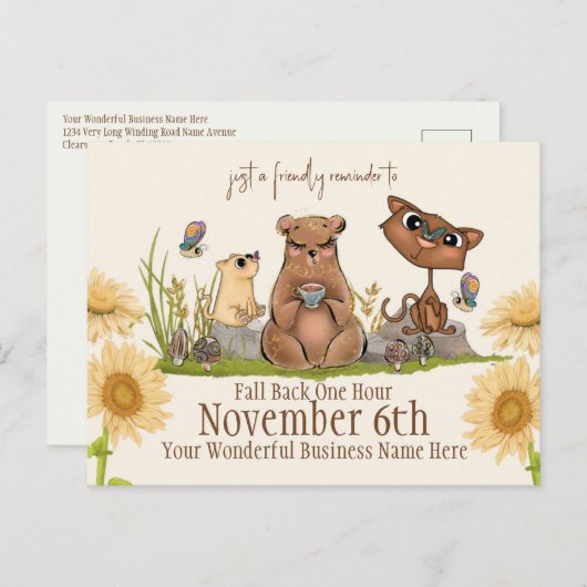 Carte postale de rappel de changement d'heure d'au (Devant / Derrière)