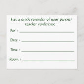 Carte postale de rappel de conférence parents/ense (Dos)