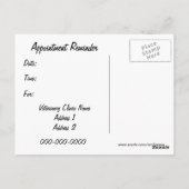 Carte postale de rappel de rendez-vous vétérinaire (Dos)