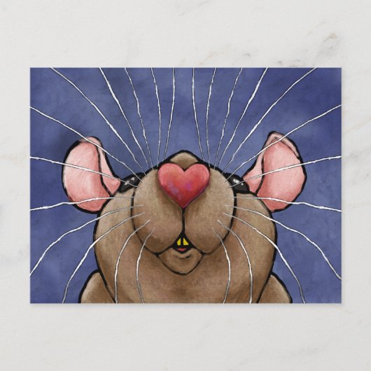 Carte postale de rat au cœur mignon (Devant)