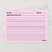 Carte postale de recette à cadre floral rose et ra (Dos)