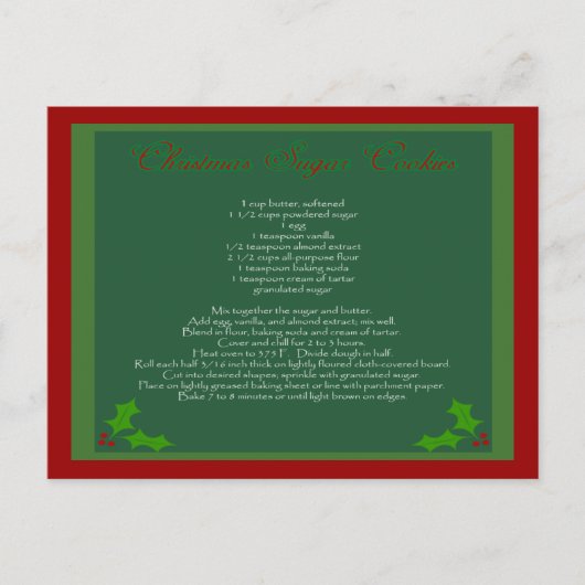 Carte postale de recette de biscuit de sucre de (Devant)