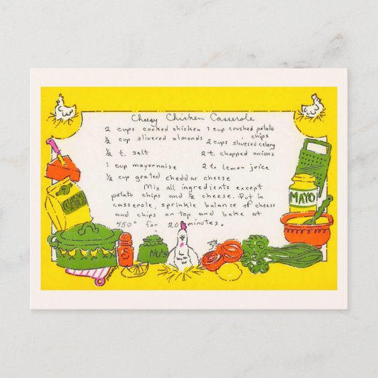 Carte postale de recette de Casserole de Poulet Fr (Devant)