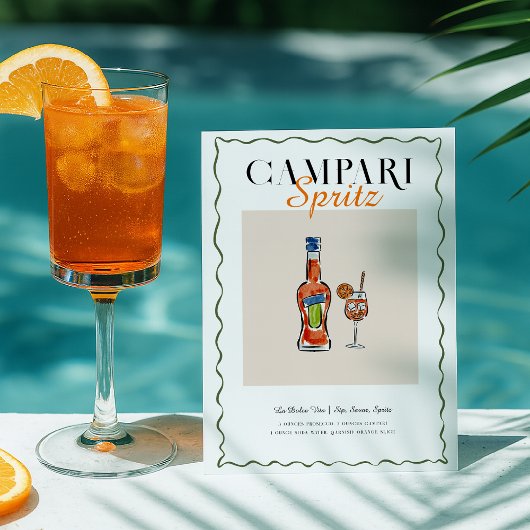 Carte postale de recette de cocktail Campari Sprit