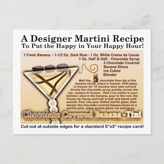 Carte postale de recette de Martini à la banane en (Devant)