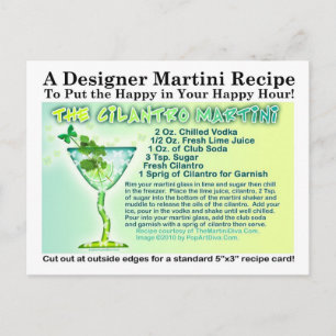 Carte postale de recette de Martini à la Coriandre