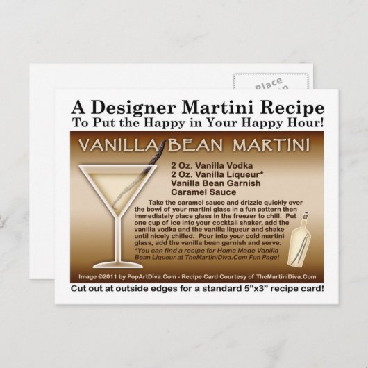 Carte postale de recette de Martini à la Vanille (Devant / Derrière)