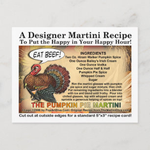 Carte postale de recette de Martini de Thanksgivin