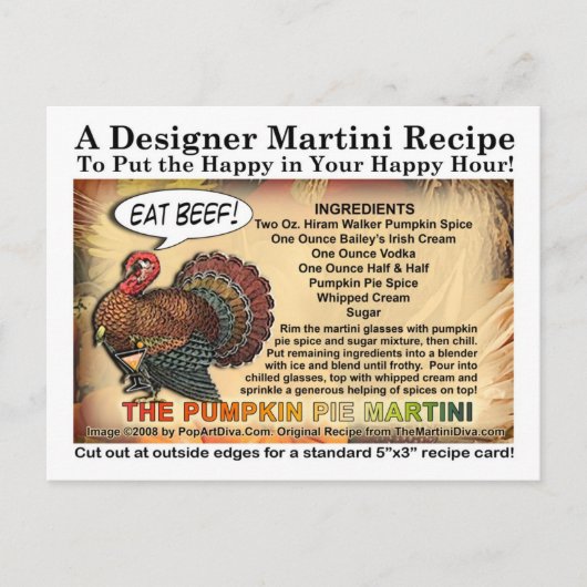 Carte postale de recette de Martini de Thanksgivin (Devant)