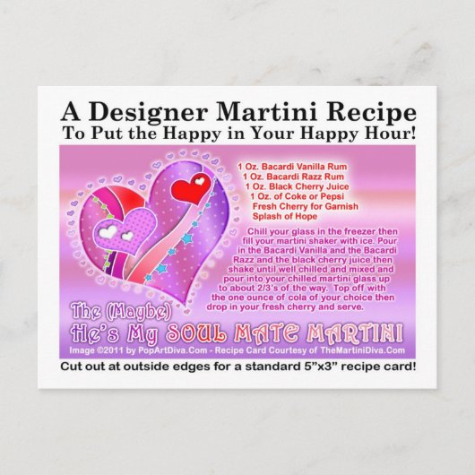 Carte postale de recette de Martini Saint-Valentin (Devant)