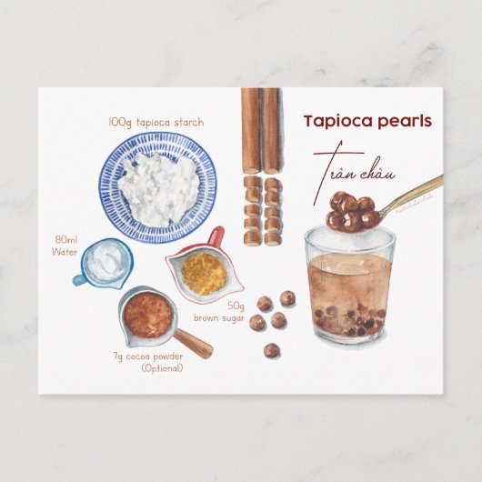 Carte postale de recette de perles de boba (Devant)