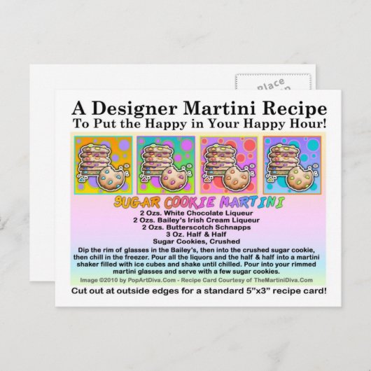Carte postale de recette de sucre de biscuits Mart (Devant / Derrière)