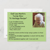 Carte postale de recette de turnip slaw (Devant / Derrière)