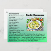 Carte postale de recette d'houmous à l'ail (Devant / Derrière)