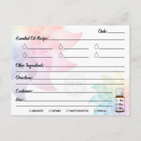 Carte postale de recette d'huile essentielle