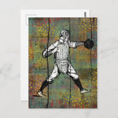 Carte postale de receveur de baseball en bois colo (Devant / Derrière)