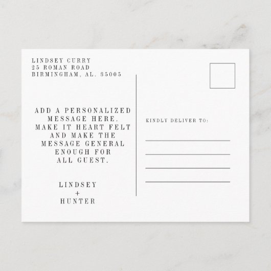 Carte postale de remerciement (Dos)