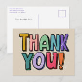 Carte postale de remerciement à lettres manuscrite (Devant / Derrière)