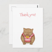 Carte postale de remerciement adorable wombat (Devant / Derrière)