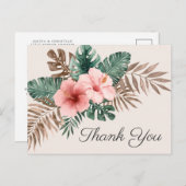 Carte postale de remerciement aquarelle tropicale  (Devant / Derrière)